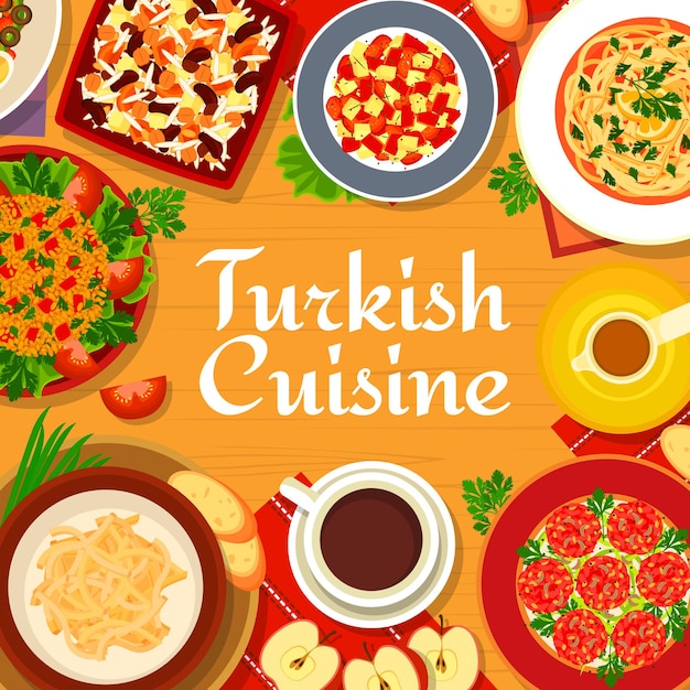 Turkish cuisine menu cover with restaurant meals