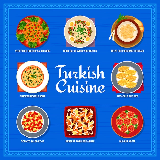 Turkish cuisine menu, Istanbul food dishes, meals