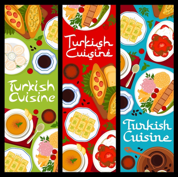 Turkish cuisine restaurant food vector banners