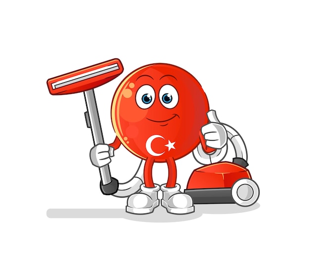 Turkish flag clean with a vacuum character vector