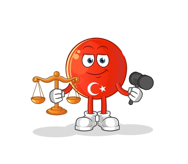 Turkish flag lawyer cartoon. cartoon mascot vector