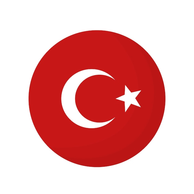 Turkish flag logo emblem in circle shape Turkish islamic illustration icon concept