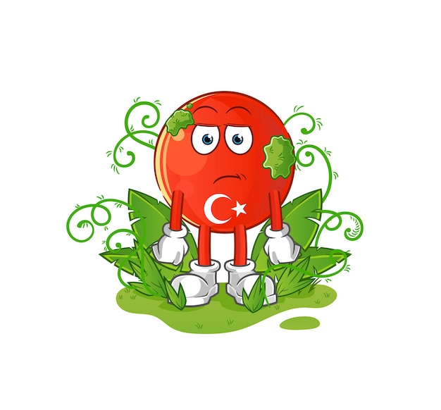 Turkish flag waiting too long mascot. cartoon vector