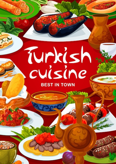 Vector turkish food dish turkey cuisine restaurant menu