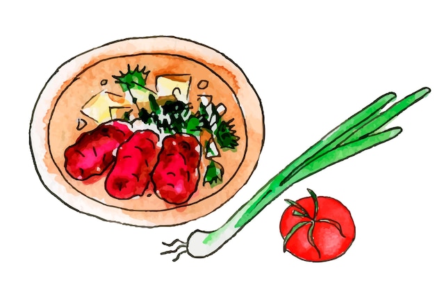 Turkish food, a menu of Turkish cuisine.Turkish national cuisine. Menu of the dish. Doodle art.