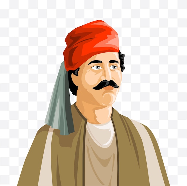 Turkish man with a mustache in national clothes isolated illustration