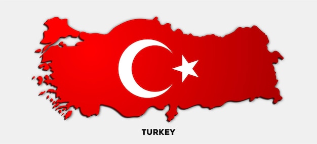 Turkish map with an embedded Turkish flag