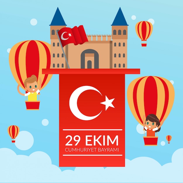 Turkish national day illustration