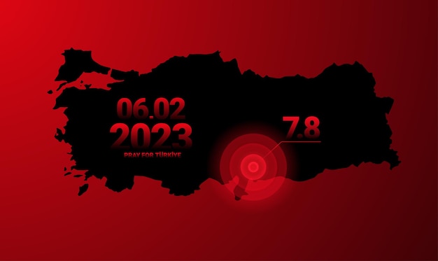 Turkiye earthquake february 6, 2023. Pray For Turkey. 7.8 points. Vector