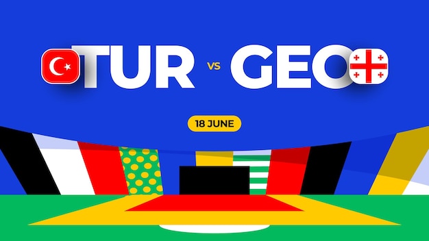 Turkiye vs Georgia football 2024 match versus 2024 group stage championship match versus teams intro sport background championship competition