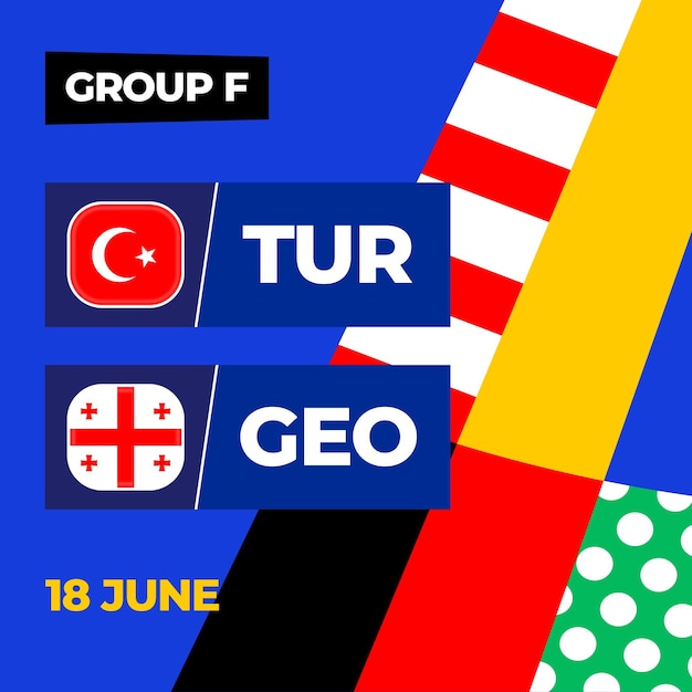 Turkiye vs Georgia football 2024 match versus 2024 group stage championship match versus teams intro sport background championship competition