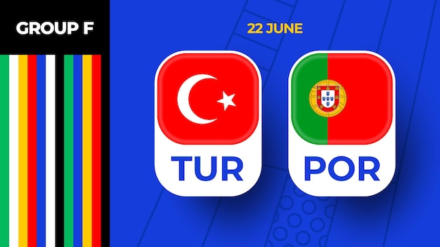 Turkiye vs Portugal football 2024 match versus 2024 group stage championship match versus teams intro sport background championship competition