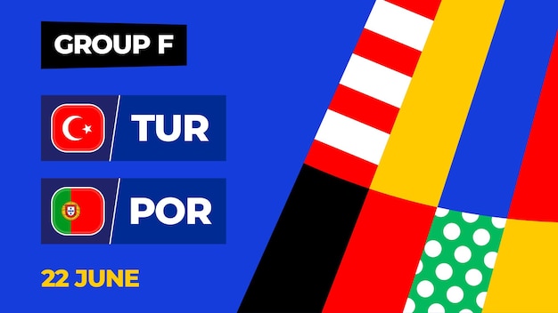 Turkiye vs Portugal football 2024 match versus 2024 group stage championship match versus teams intro sport background championship competition