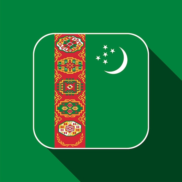 Turkmenistan flag official colors Vector illustration