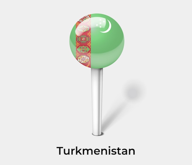 Turkmenistan push pin for map vector illustration