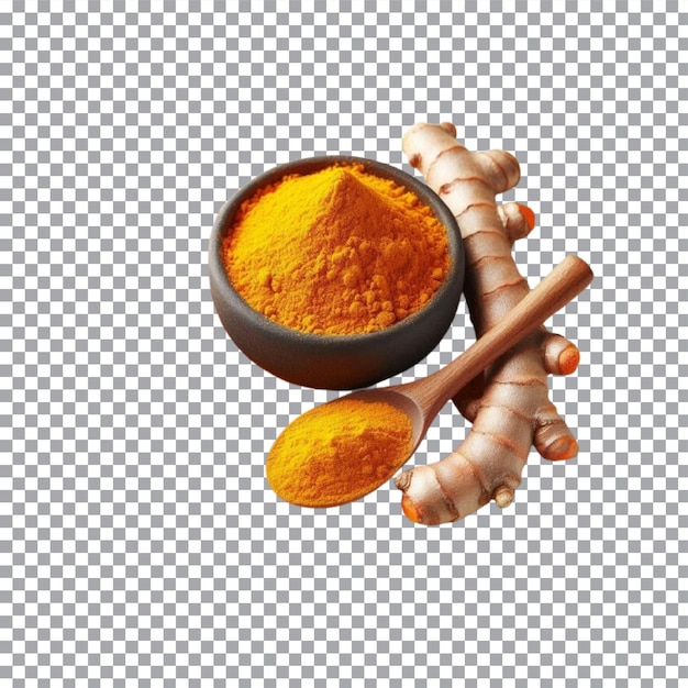 Turmeric powder on transparent background