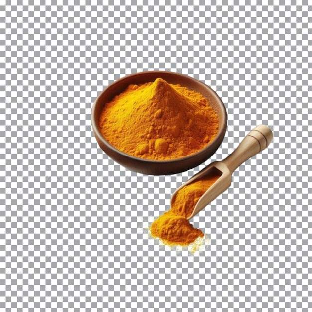 Turmeric powder on transparent background