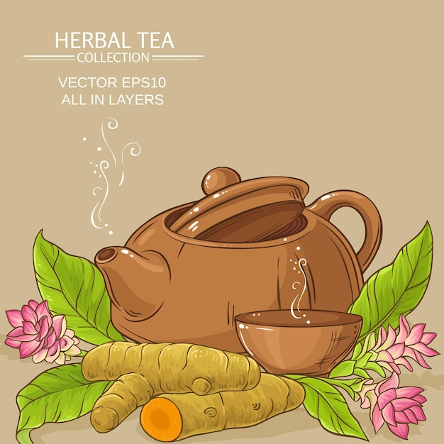 Vector turmeric tea illustration