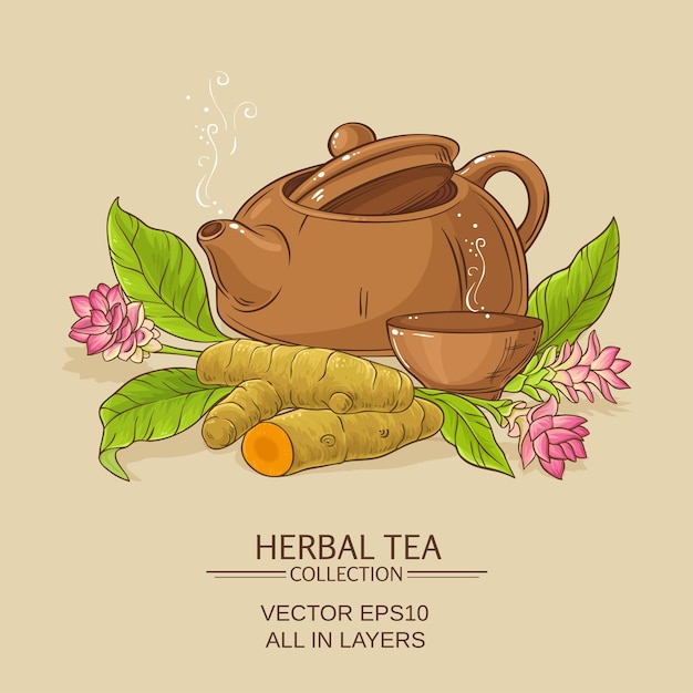 Vector turmeric tea illustration