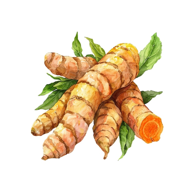 turmeric vector illustration in watercolor style