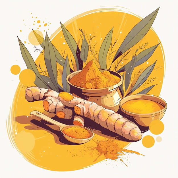 Vector turmeric in vibrant designs