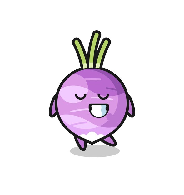 Vector turnip cartoon illustration with a shy expression