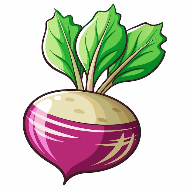 Vector turnip cartoon style vector illustration line art white background high quality png format