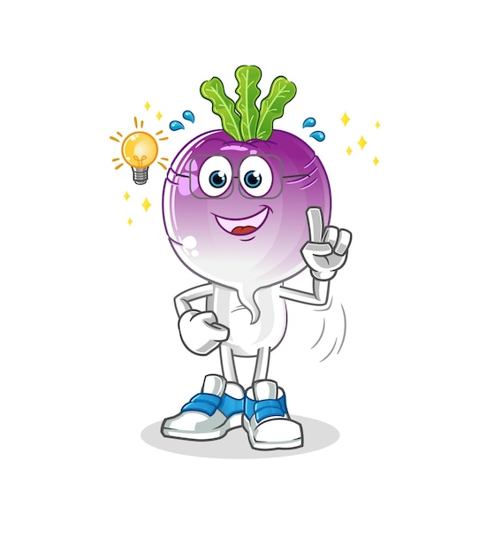 Turnip head cartoon got an idea mascot vector