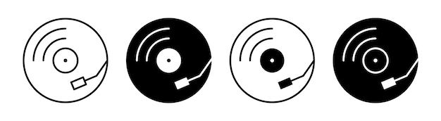 Vector turntable icon vinyl player vector illustration audio disc symbol music record retro sing