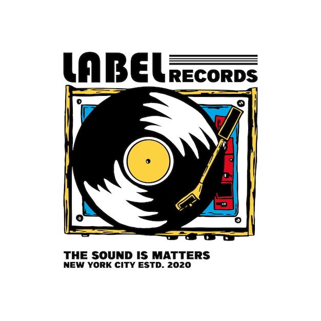 Vector turntable illustration for record label logo