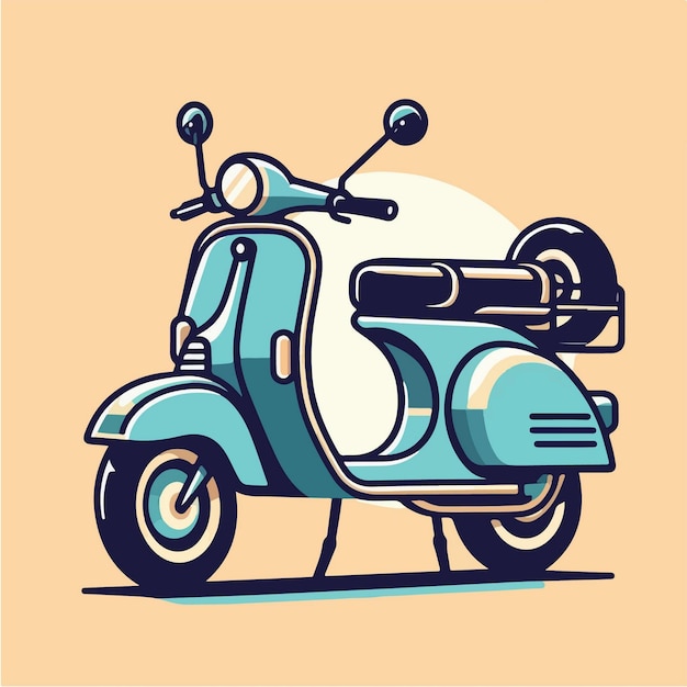 Turquoise green Vespa illustration with a simple vector design