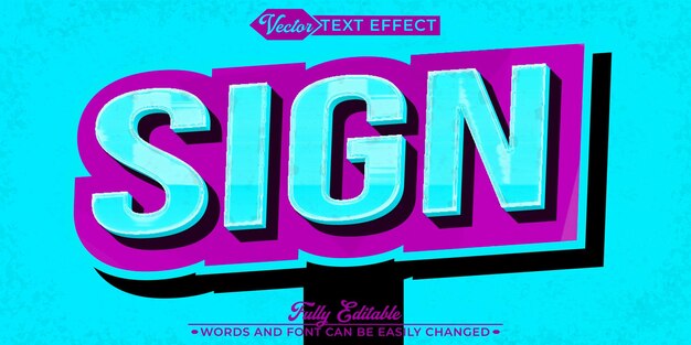 Vector turquoise sign vector editable text effect template