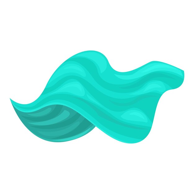 Vector turquoise waving silk fabric is floating on wind background