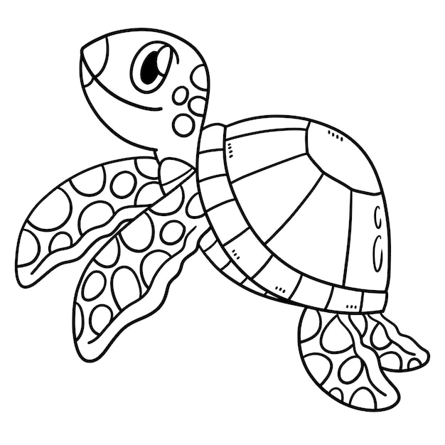 Turtle Animal Isolated Coloring Page for Kids