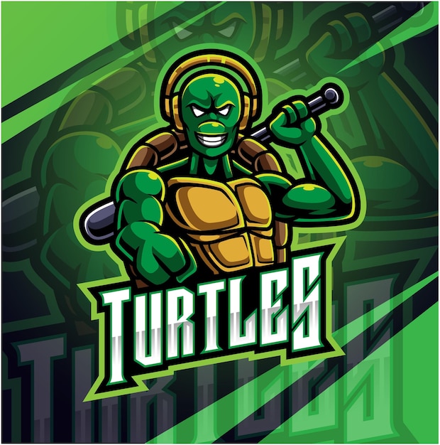 Turtle baseball esport mascot logo design