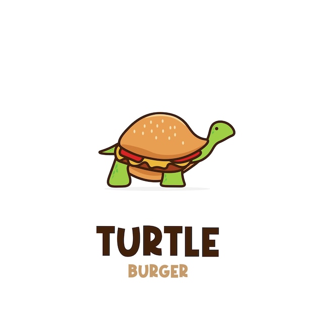 Turtle Burger Icon Illustration Logo