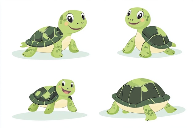 Vector turtle character in various poses vector