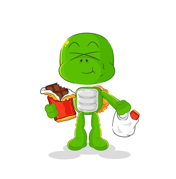 Turtle eat chocolate mascot cartoon vector