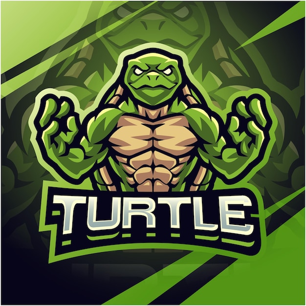 Turtle fighter esport mascot logo design