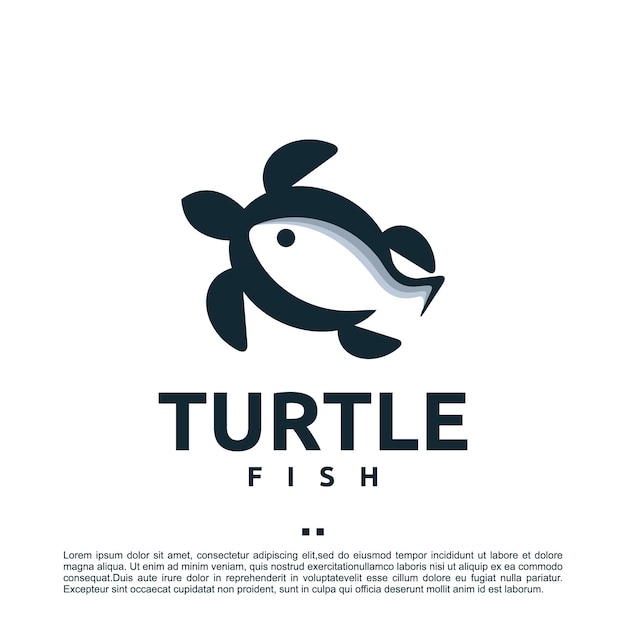 Turtle and fish , logo design template