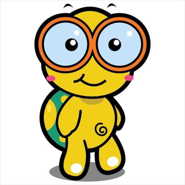 Turtle green and yellow cartoon mascot