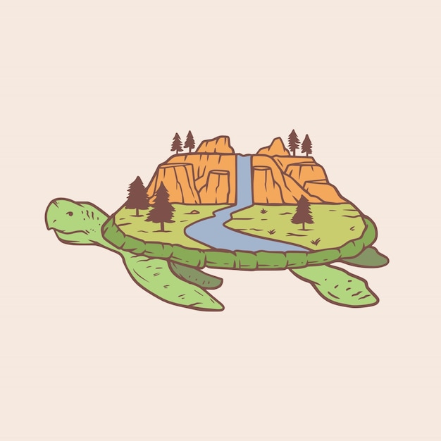 Turtle island Monoline badge