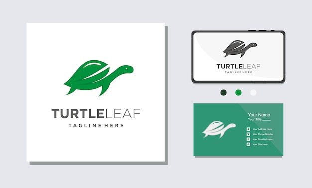 Turtle leaf combination abstract logo design nature icon vector