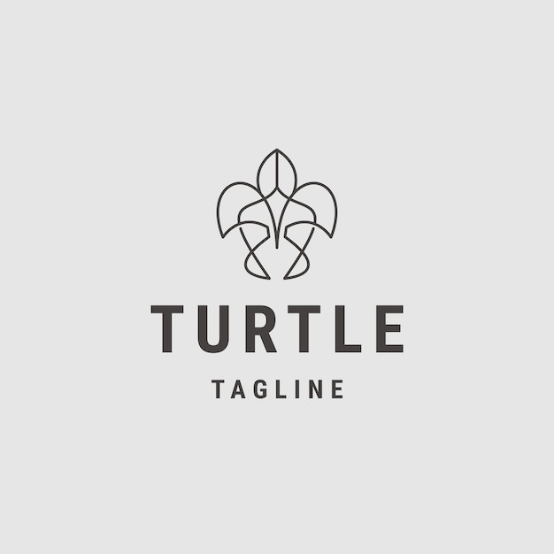 Turtle line art logo icon design template flat vector