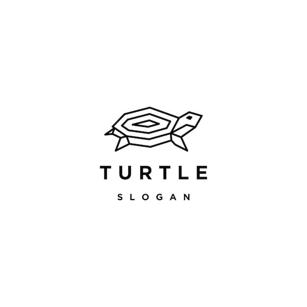 Turtle line art logo icon design template