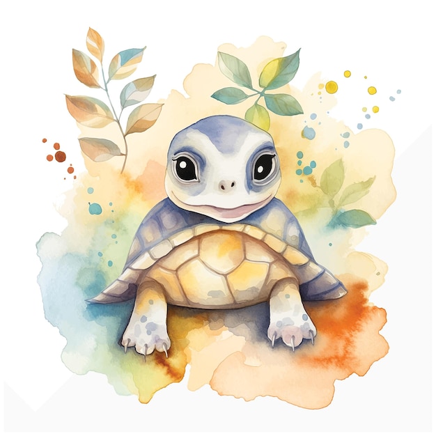 Turtle nature watercolor paint ilustration