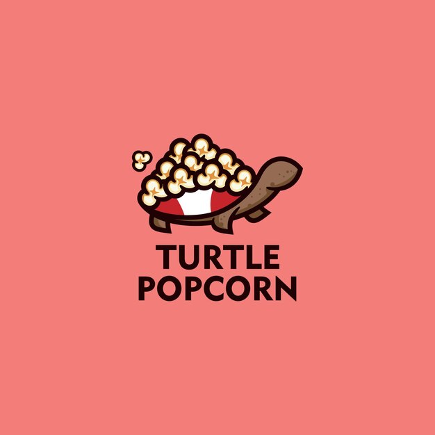 Turtle Pop Corn Mascot Logo Design