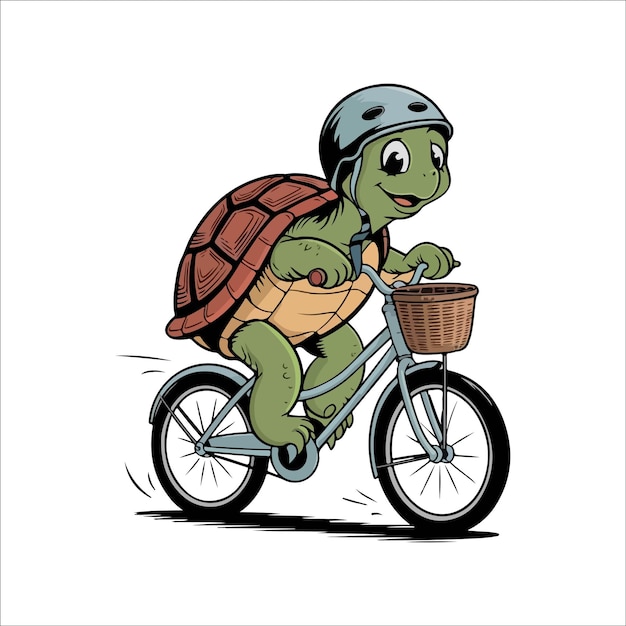 Vector turtle riding a cycle vector art