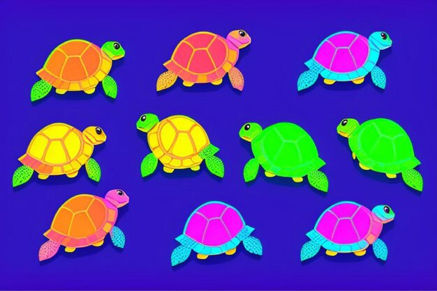 Vector turtle team group of slow and steady friends