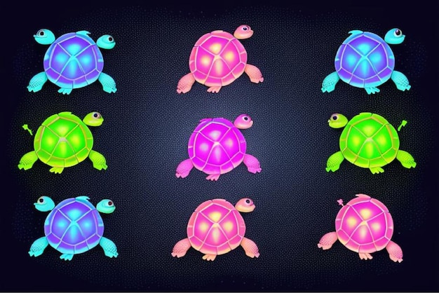 Vector turtle team group of slow and steady friends